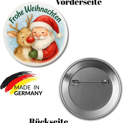 Frohe Weihnachten, Santa und Rentier – Ansteckbutton, Bild 2