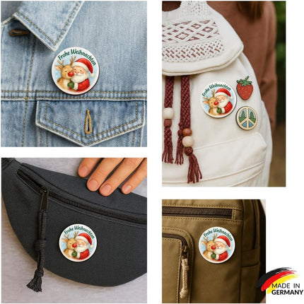 Frohe Weihnachten, Santa und Rentier – Ansteckbutton, Bild 4