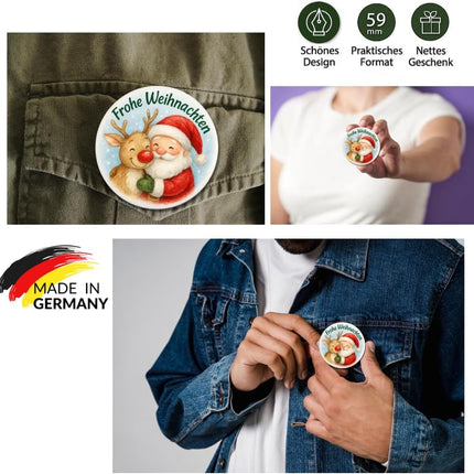 Frohe Weihnachten, Santa und Rentier – Ansteckbutton, Bild 3