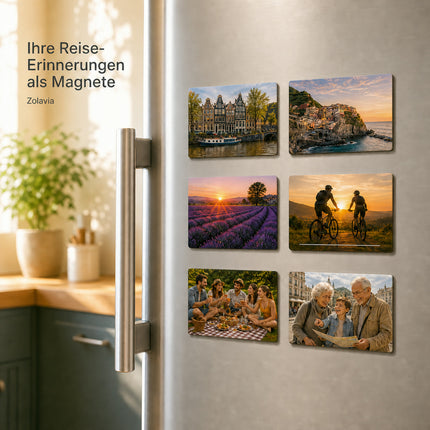 Reise-Erinnerungen als Fotomagnete am Kühlschrank